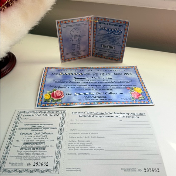 Samantha Collection - Elegant Red and White Doll with Fur Trim - Picture 7 of 12